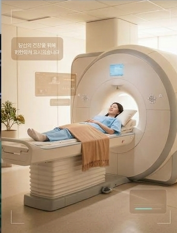 MRI 촬영을 준비하는 수검자